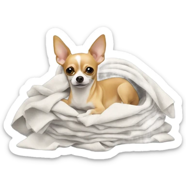 Chihuahua laying in a pile of laundry sticker
