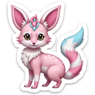 Pastel white rose-pink Sylveon-Umbreon-Genet-Noivern-Civet-Hybrid (Full body) sticker