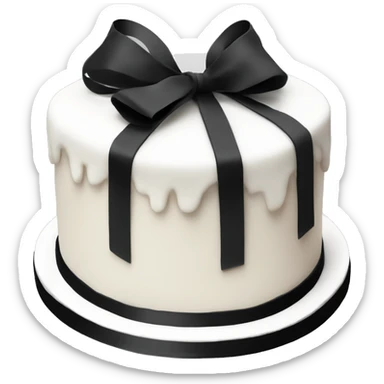 white birthday cake with black ribbons  sticker