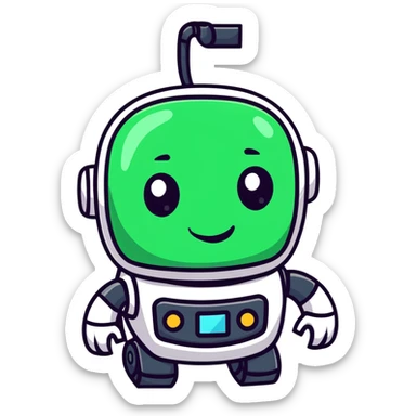 smiling robot head sticker