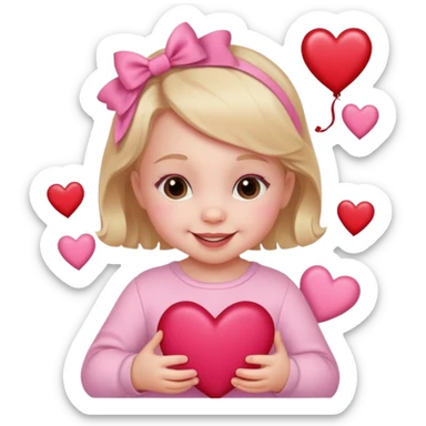 baby girl with valentines day decor sticker