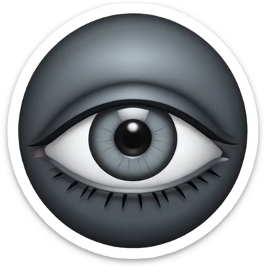 Minimal emoji, gothic futuristic eye, cold grey sclera, the pupil is fully replaced by a solid black number 8, occult cyber aesthetic, sharp clean lines, flat emoji design, centered, transparent background sticker