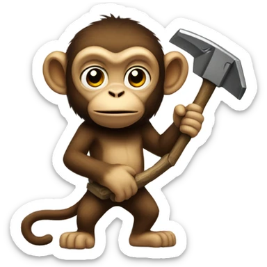 monkey with pickaxe sticker