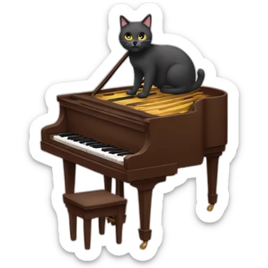 Cat with piano sticker