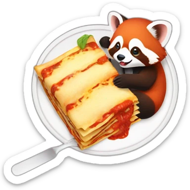 Red panda eating lasagne sticker