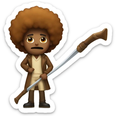Caramel skinned man with afro holding a scythe sticker