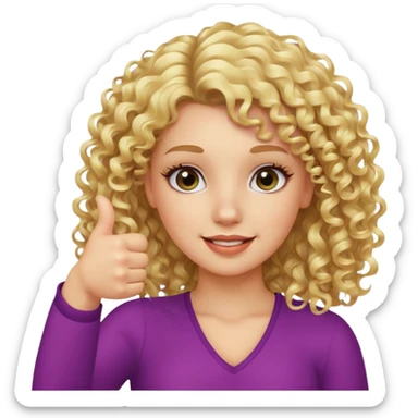 blond girl doing thumbs up sign sassy make it with curly hair and lashes sticker