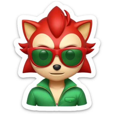 Red Sonic with Green Shades And Aura
 sticker