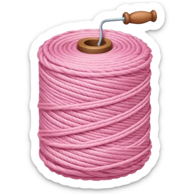 The yarn bobbin is pale pink in color sticker