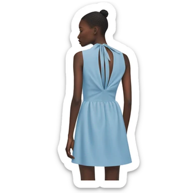 short blue halterneck open back dress zara sticker