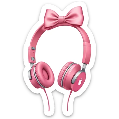 aesthetic coquette Apple headphones with a bow  sticker