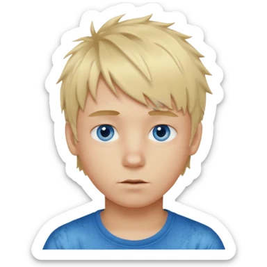 A blonde boy with blue eyes and a messy textured fringe hairstyle sticker