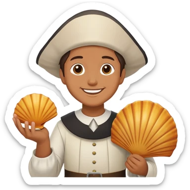 concha del Camino de Santiago con una peregrina sticker