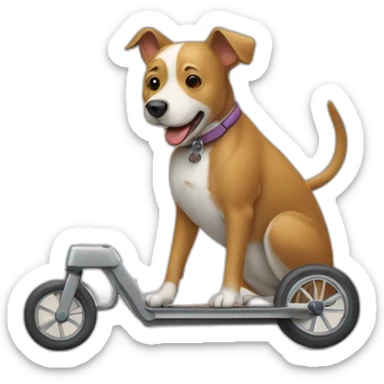 Chien qui tient un rat sur une trotinette sticker