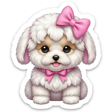 Maltipoo with pink bows sticker