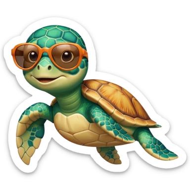 Wild SeaTurtle wearing  swimsuit and sun glasses sticker