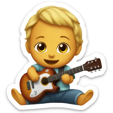 Baby playing guitar sticker