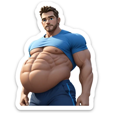 muscular man outdoors in blue sticker