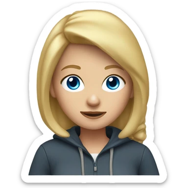 Female blond haired blue eyed teacher wearing a hoodie and sweatpants sticker