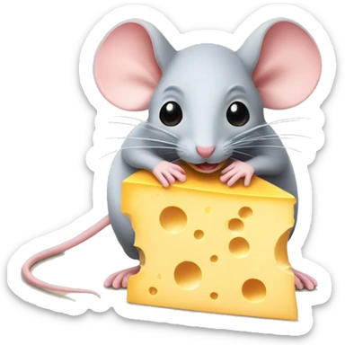 tiny mice eating a block of cheese  sticker