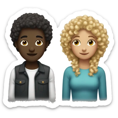 dark skin man hugging light skin female with curly hair sticker