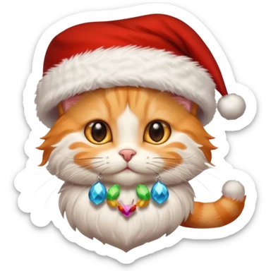 Light orange tabby kitty in a Santa hat sticker