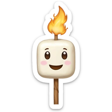 camping fluffy marshmallow stick sticker
