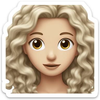 white girl with long wavy brown hair with blue eyes sticker