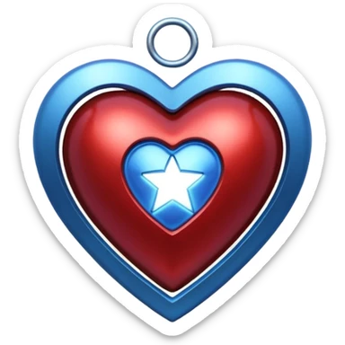 A red Iron Man heart with a glowing blue star in the center sticker
