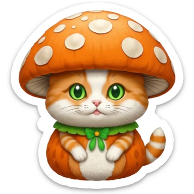 Cat in mushroom costume sticker