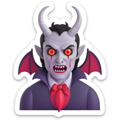 Vampire with demonic horns sticker