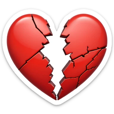 heart broken in half red sticker