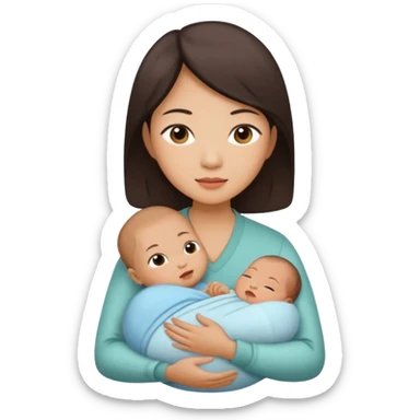A Chinese mother with her newborn. sticker