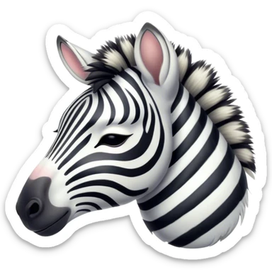 Meme-Worthy Cute Sleeping Zebra Portrait Emoji, Head resting peacefully with a contented smile, showcasing a lean, graceful build and a luxuriously soft striped Fur, eyes shut in a serene, restful nap, Simplified yet hilariously adorable features, highly detailed, glowing with a soft, drowsy light, high shine, relaxed and utterly lovable, stylized with an air of playful laziness, bright and heartwarming, soft glowing outline, capturing the essence of a comically sleepy zebra, so meme-worthy it feels like it could instantly become the next viral sensation of adorable slumber! sticker