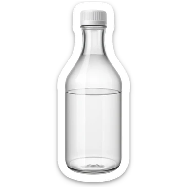 clear white vinegar bottle upright smooth curved transparent colorless reflective liquid plain white or light cap no label no branding no extras soft lighting emoji scale sticker