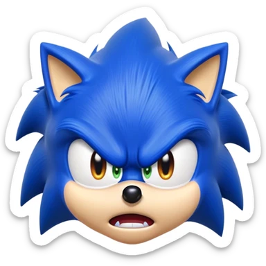 Sonic with an angry face sticker