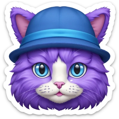 purple cat with hat
 sticker