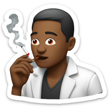 guy smoking with red eys sticker