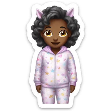 little girl in unicorn pajamas sticker