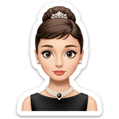Audrey Hepburn portrait with classic updo hairstyle and elegant look sticker