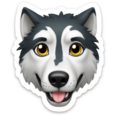 lobo preto de olhos azuis sorrindo sticker