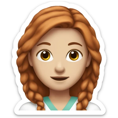 white girl. long auburn hair. Scrubs.  sticker