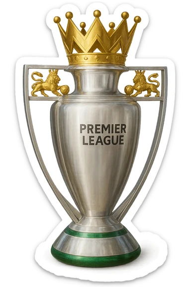 Фотореалистичный и изометричный кубок Premier League, объемный чуть слегка рисованный стиль, прозрачный фон sticker