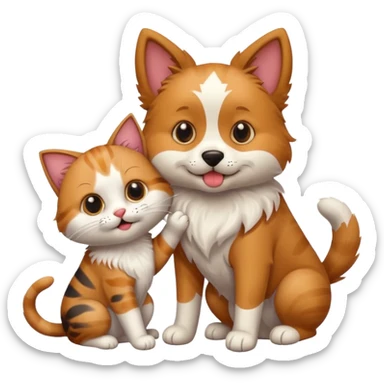 een hond met een kat sticker