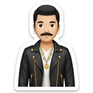 long black haired man with mustache with night club outfits sticker