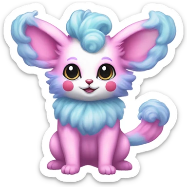 Kawaii Pastel Cotton-Candy-Colored Clown-Eeveelution-Cute-Pokémon-fusion full body sticker