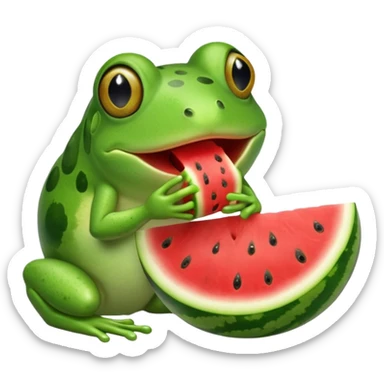 frog eating watermelon sticker