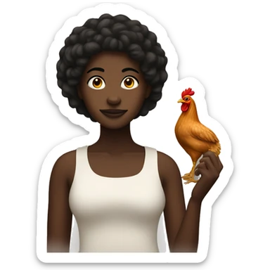 Melanated person with chicken  sticker
