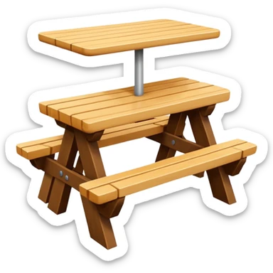 mesa alta color madera natural con bancas altas de color madera natural sticker