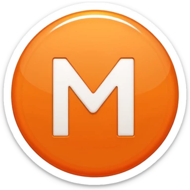 Orange circle with a white M in the Middle sticker